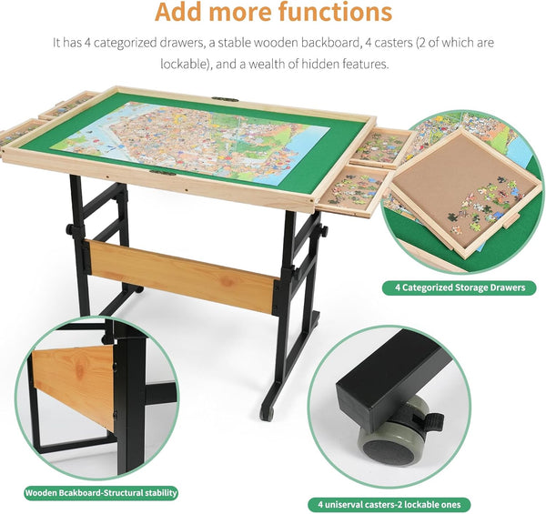 ALL4JIG Puzzle Board for Adults Gifts, Wooden Jigsaw Puzzle Table with 4 Drawers, 360°Rotating Panel & Locking Knob, Vertical Usage Option for 2000 Pieces