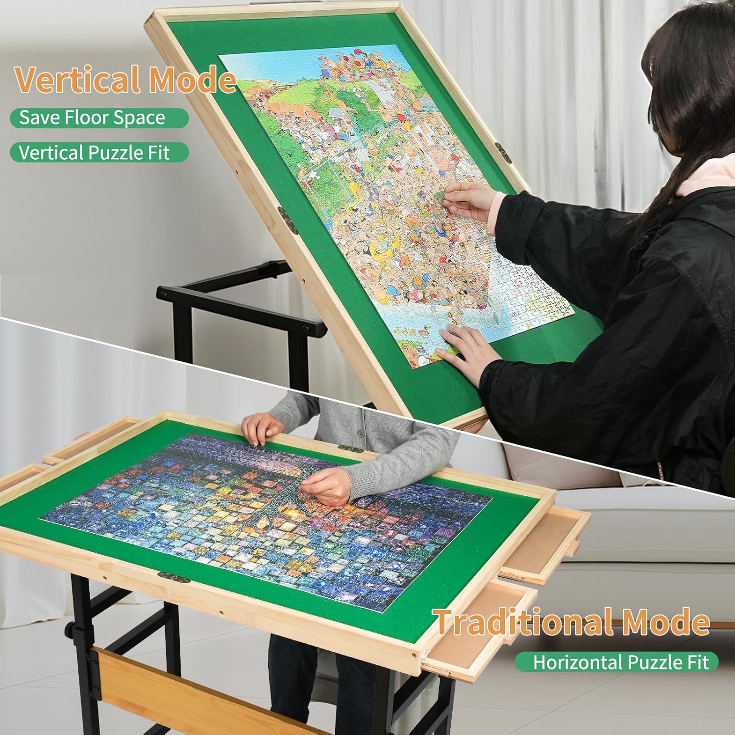 ALL4JIG Puzzle Board for Adults Gifts, Wooden Jigsaw Puzzle Table with 4 Drawers, 360°Rotating Panel & Locking Knob, Vertical Usage Option for 2000 Pieces