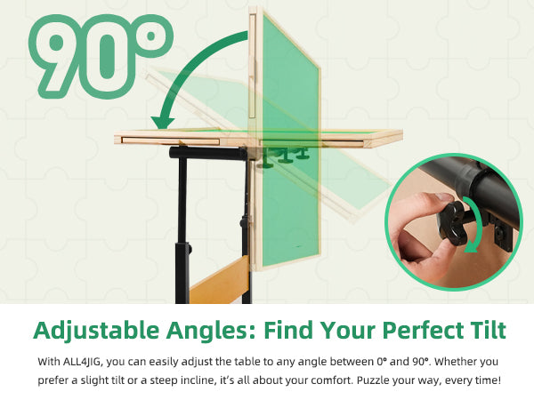 ALL4JIG 1500\2000 Piece Jigsaw Puzzle Table with Legs,Wooden Jigsaw Puzzle Table with 4 Drawers & Cover,360°Rotating for Easy Access,Adjustable Angle & Height Adjustment