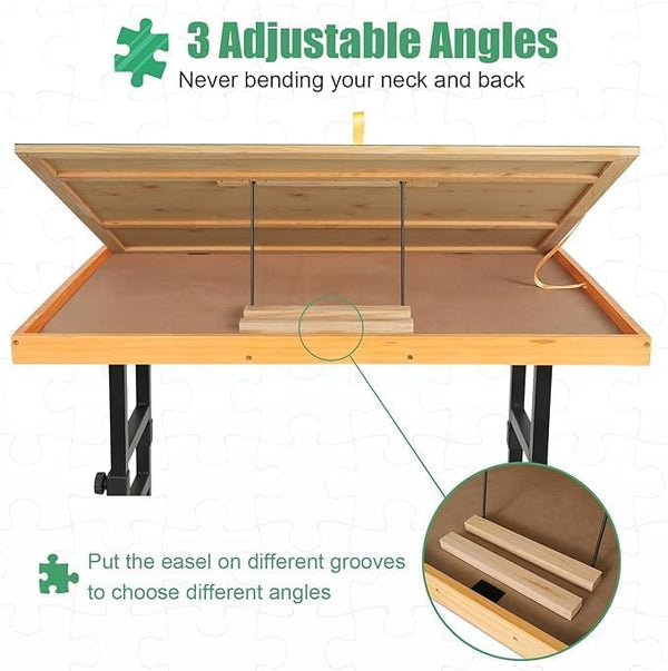 ALL4JIG 1500 Piece Jigsaw Puzzle Table with Legs,25"x34"Adjustable Puzzle Tables for Adults, 3-Tilting-Angle Portable Wooden Jigsaw Puzzle Board Portable with 4 Drawers & Cover birthday gift for mom