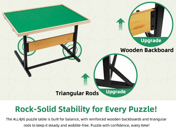 ALL4JIG 1500\2000 Piece Jigsaw Puzzle Table with Legs,Wooden Jigsaw Puzzle Table with 4 Drawers & Cover,360°Rotating for Easy Access,Adjustable Angle & Height Adjustment