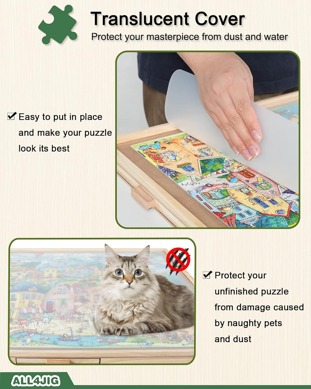 ALL4JIG 2000 Pieces Rotating Puzzle Board with 6 Drawers and Cover,29.6