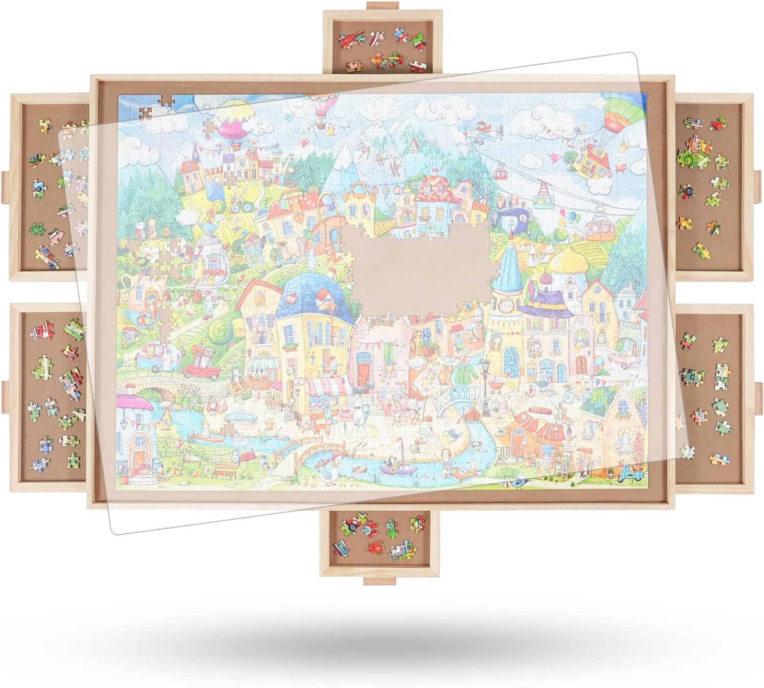 ALL4JIG 2000 Pieces Rotating Puzzle Board with 6 Drawers and Cover,29.6