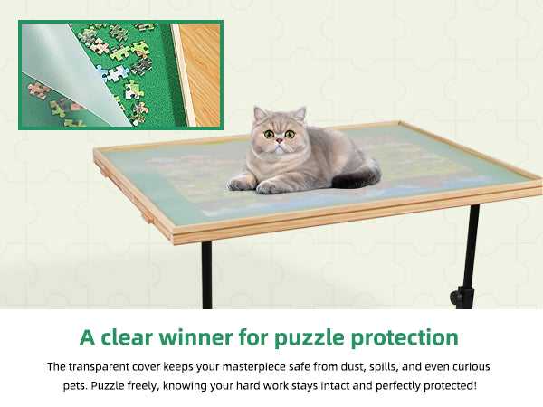 ALL4JIG 1500\2000 Piece Jigsaw Puzzle Table with Legs,Wooden Jigsaw Puzzle Table with 4 Drawers & Cover,360°Rotating for Easy Access,Adjustable Angle & Height Adjustment