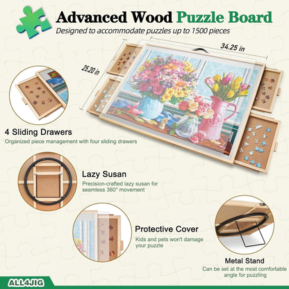 ALL4JIG 2-in-1 Rotating Tilted Jigsaw Puzzle Board