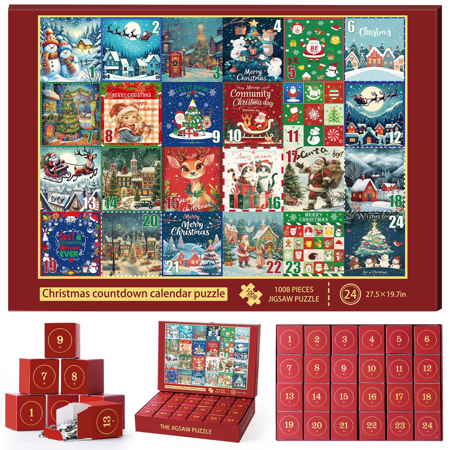All4jig 1008 Pieces 2024 Christmas Advent Calendar Puzzle
