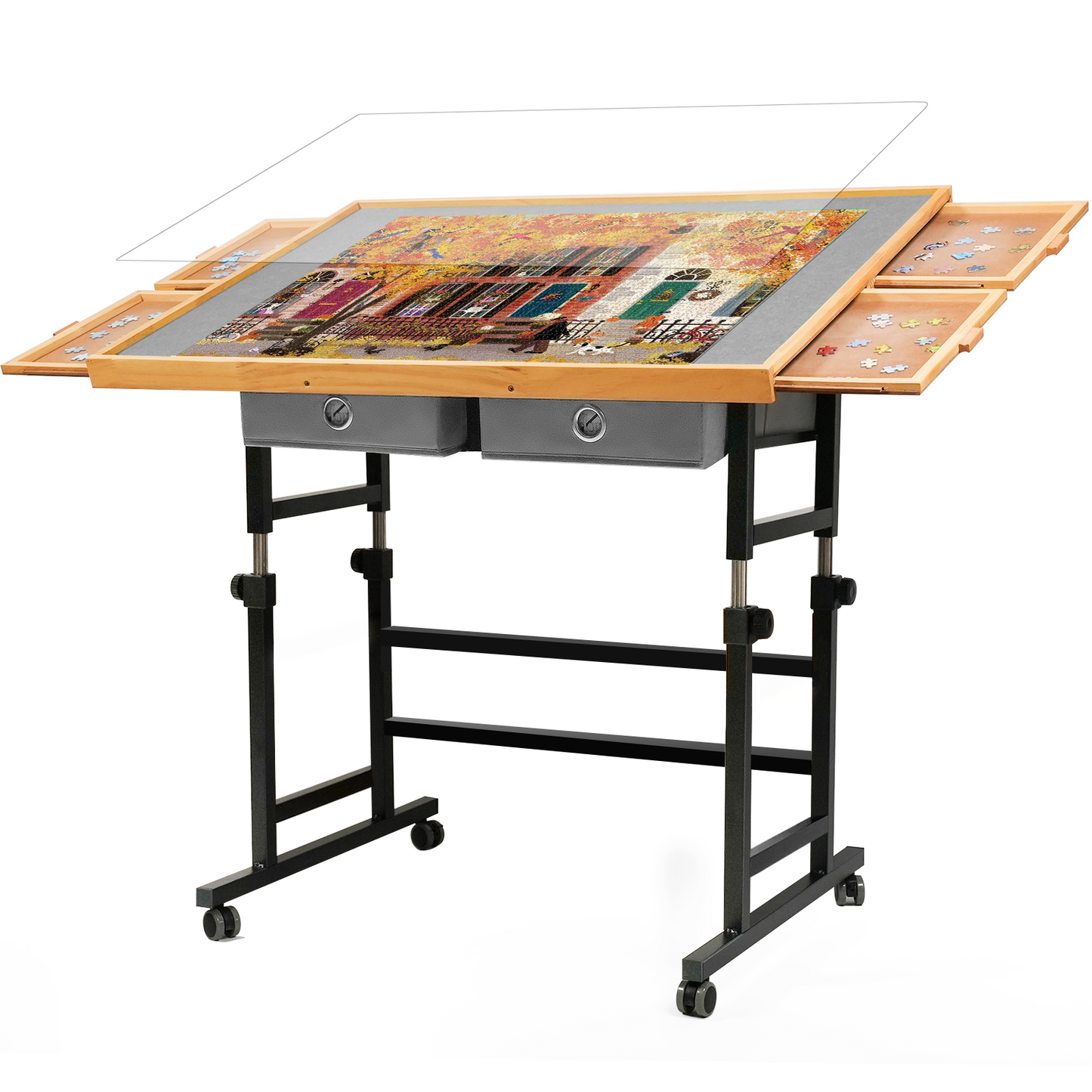 ALL4JIG Oxford Fabric Single-Arm Mobile Jigsaw Puzzle Table