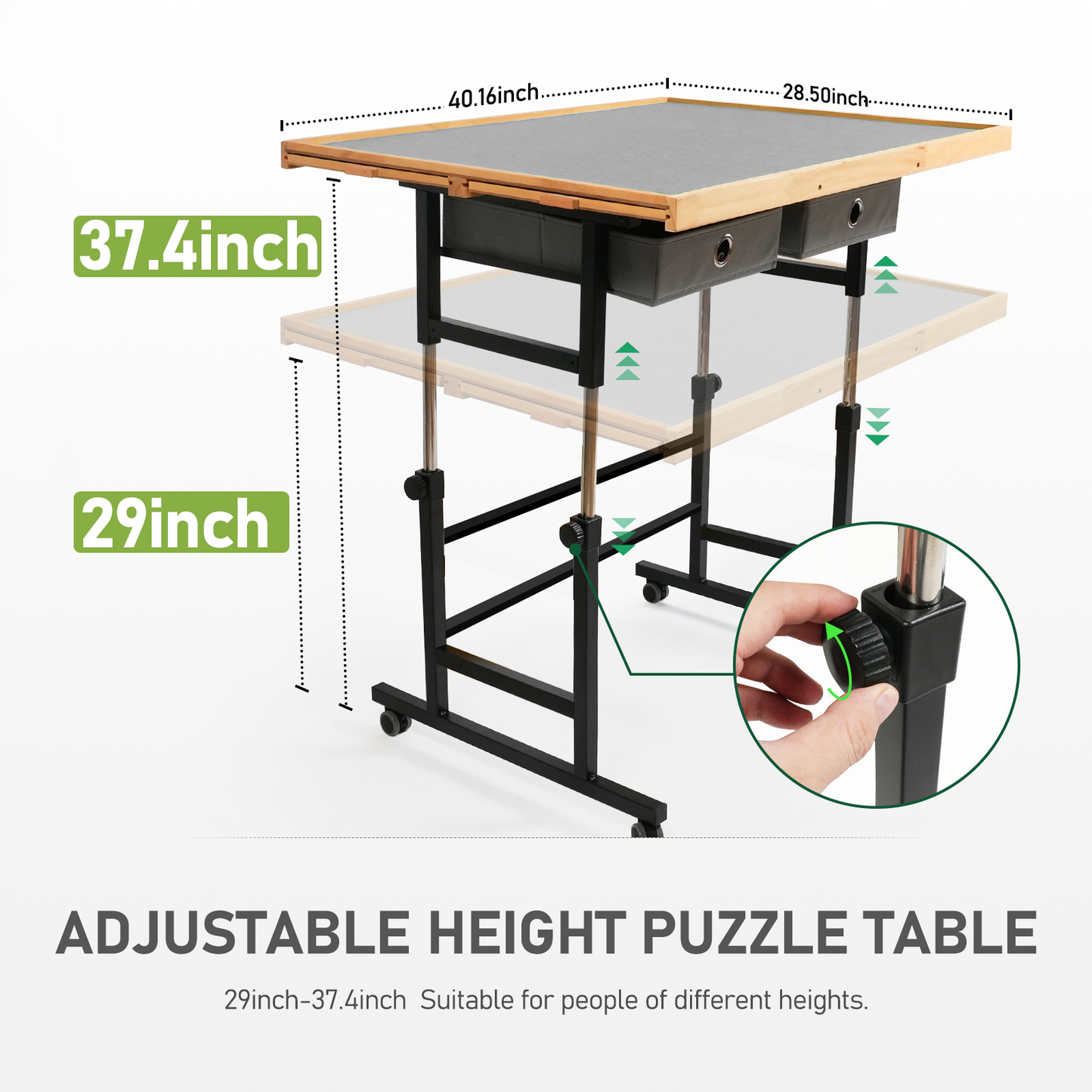 ALL4JIG Oxford Fabric Single-Arm Mobile Jigsaw Puzzle Table