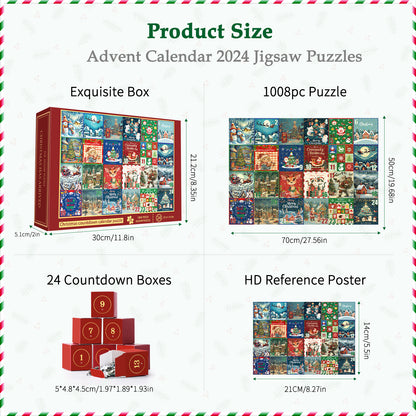 All4jig 1008 Pieces 2024 Christmas Advent Calendar Puzzle