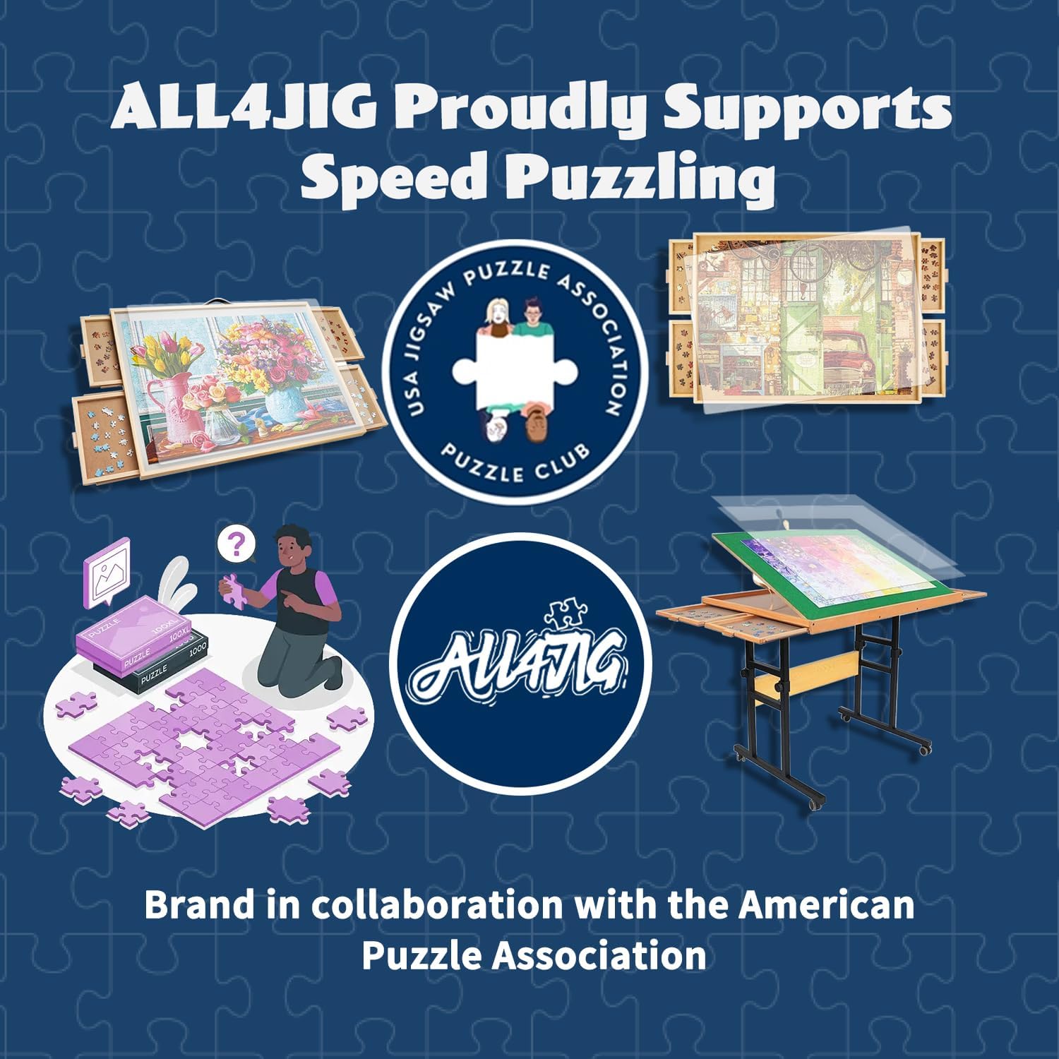 ALL4JIG 1500 Pieces Jigsaw Puzzle Table with Legs, 34.2