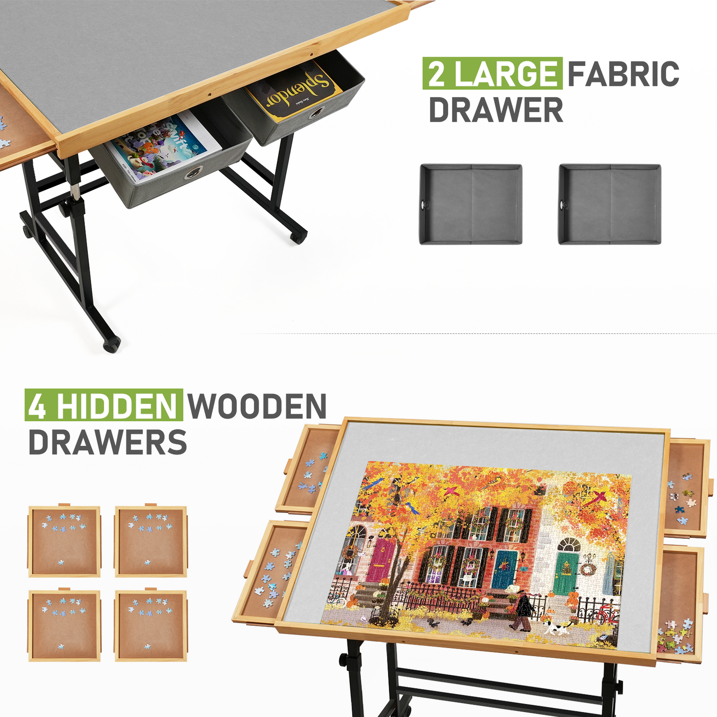 ALL4JIG Oxford Fabric Single-Arm Mobile Jigsaw Puzzle Table