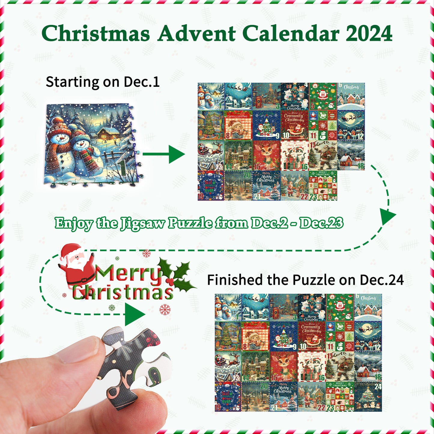 All4jig 1008 Pieces 2024 Christmas Advent Calendar Puzzle