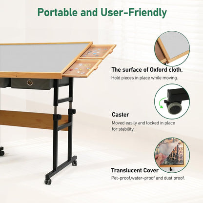 ALL4JIG Oxford Fabric Single-Arm Mobile Jigsaw Puzzle Table