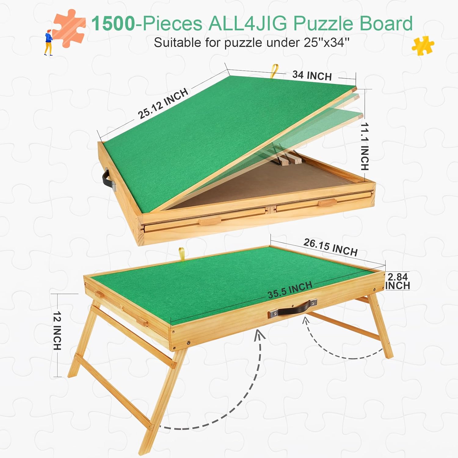 ALL4JIG 1500PCS Portable Puzzle Table with Legs, 25