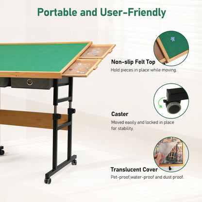 ALL4JIG Oxford Fabric Single-Arm Mobile Jigsaw Puzzle Table