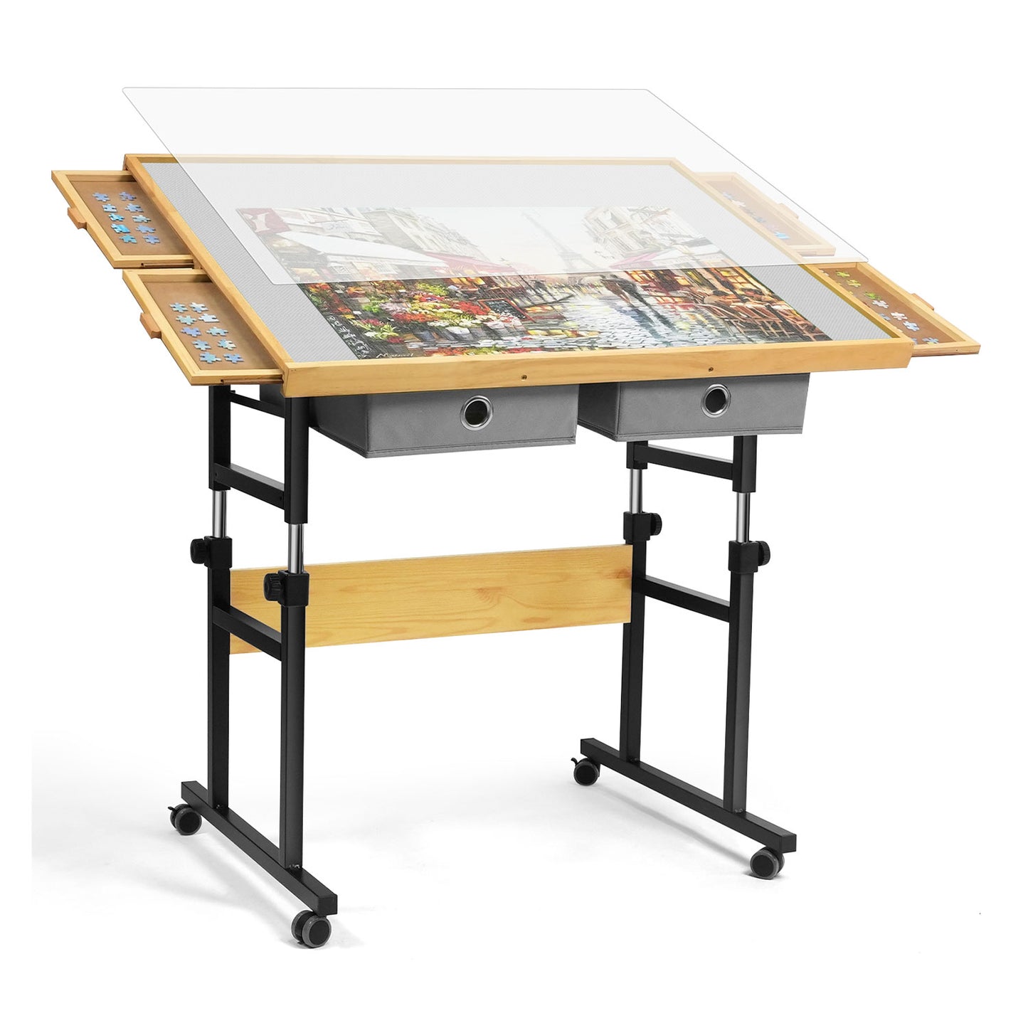 ALL4JIG Oxford Fabric Single-Arm Mobile Jigsaw Puzzle Table