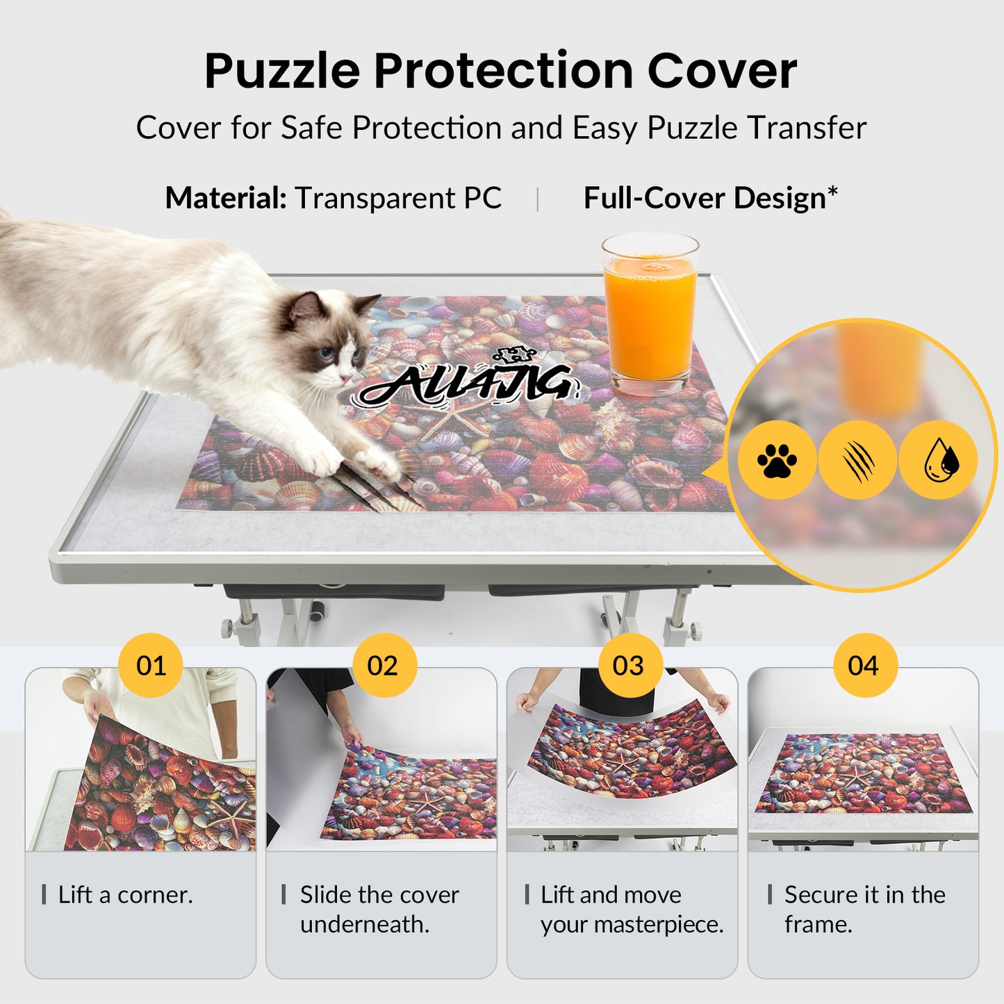 ALL4JIG 1000/1500 Piece Light-Weight Adjustable Tilting Plastic Jigsaw Puzzle Table for Adults and Mother’s Day Gift , 30"x22"/35"x26" Multi-Functional Puzzle Board with 4 Drawers & Protective Cover, 45-Degree Any-Angle Tilt