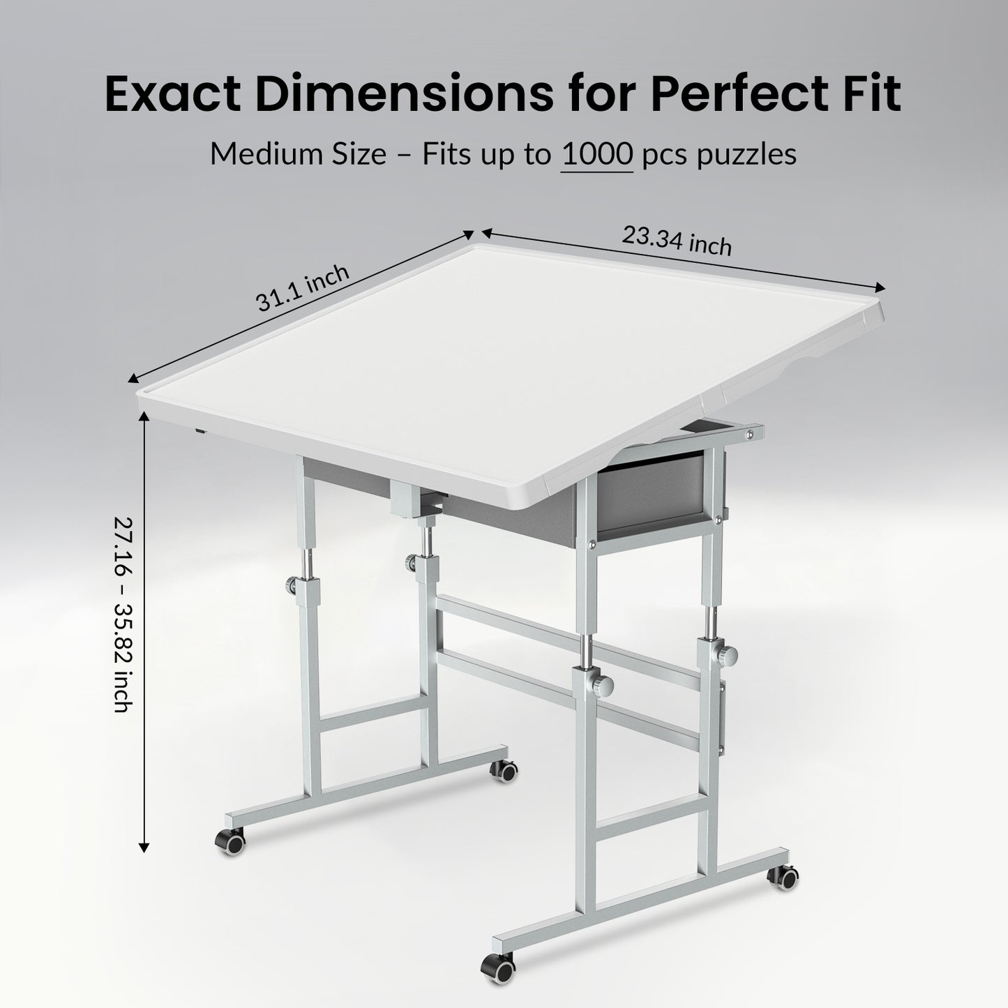 ALL4JIG 1000/1500 Piece Light-Weight Adjustable Tilting Plastic Jigsaw Puzzle Table for Adults and Mother’s Day Gift , 30"x22"/35"x26" Multi-Functional Puzzle Board with 4 Drawers & Protective Cover, 45-Degree Any-Angle Tilt