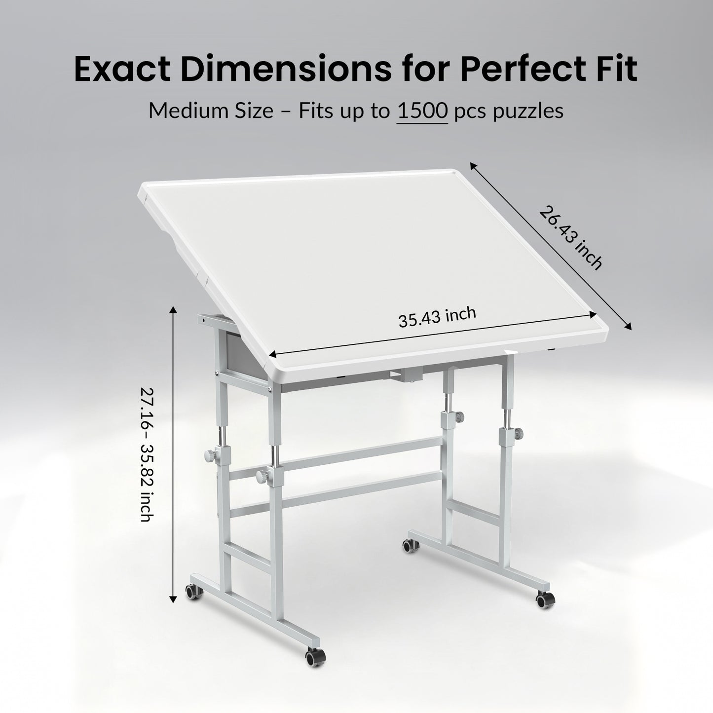 ALL4JIG 1000/1500 Piece Light-Weight Adjustable Tilting Plastic Jigsaw Puzzle Table for Adults and Mother’s Day Gift , 30"x22"/35"x26" Multi-Functional Puzzle Board with 4 Drawers & Protective Cover, 45-Degree Any-Angle Tilt