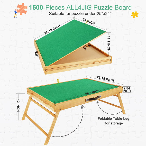 Foldable Jigsaw Puzzle Table with Four Drawers for up to 1500 Pieces
