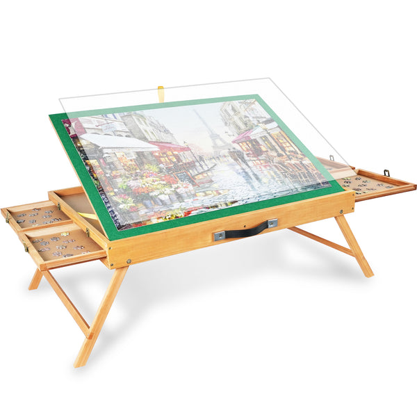 Foldable Jigsaw Puzzle Table with Four Drawers for up to 1500 Pieces